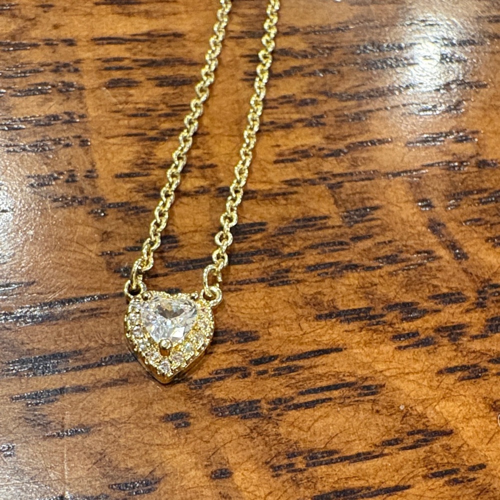 Cubic Zirconia Halo Heart Necklace
